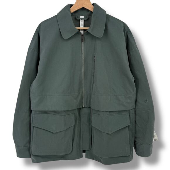 Lululemon Glyde 2-in-1 Adaptable Jacket Women's Sz M Dark Forest Green Crop - Picture 1 of 8